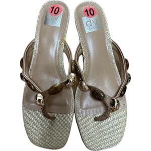 Dolce Vita Beaded Kitten Heel Sandals Tan Size 10 New